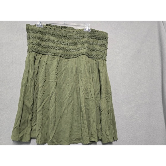 Torrid Smocked Tube Top Olive Green Strapless Plus Size 3 3X Size 22-24 boho - Picture 2 of 7